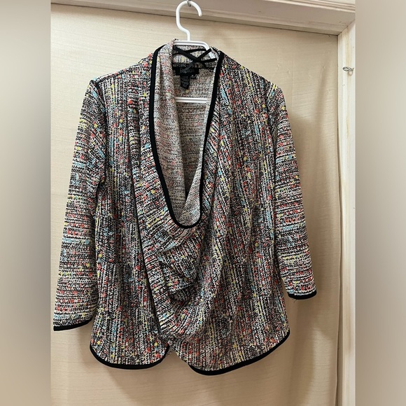 🔴 Papillon Multicolour Knit Wrap Cardigan Size Medium Long Sleeve - Picture 1 of 7